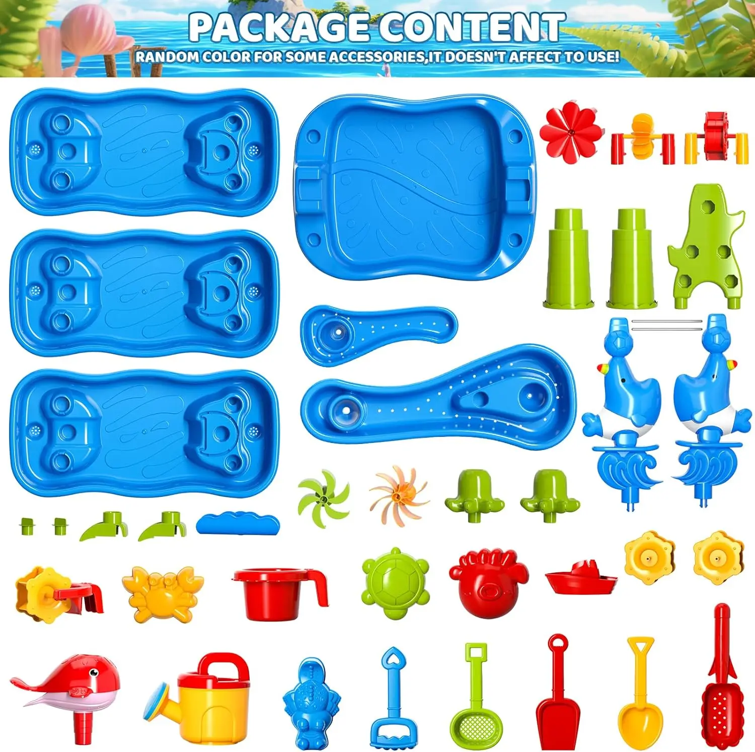 Sand and Water Table Toy for Kids, 5 Tier Showers Pond Table, Kids Play Activity Summer Outdoor on Beach Backyard Age 3-5 Up