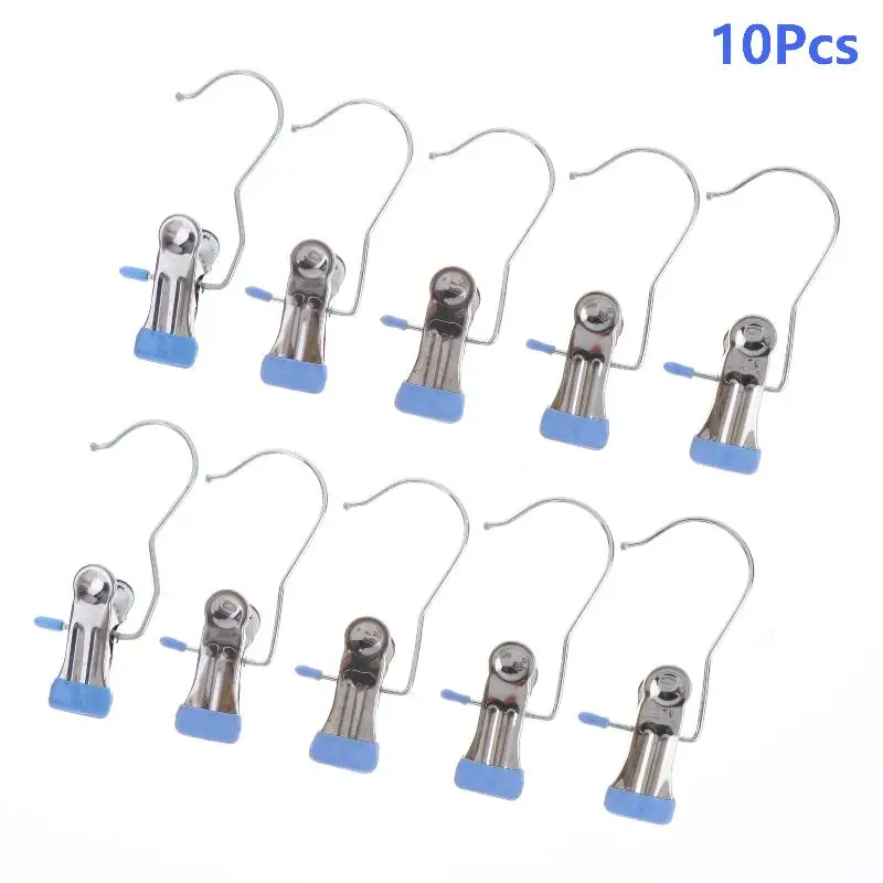 10Pcs Clothes Organizer Clips With Hooks For Simple Hanging Of Socks Hats Pants Indoors