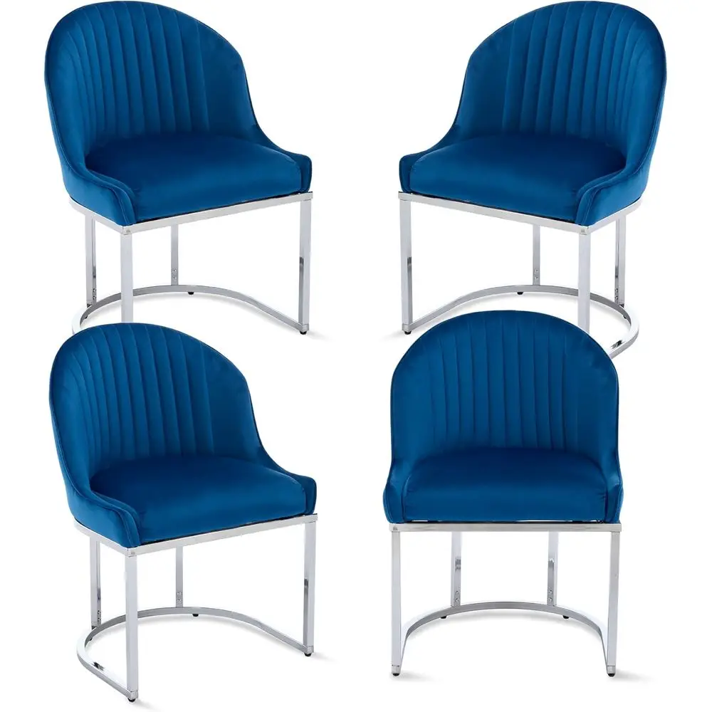 

Velvet Dining Chairs Set o 4, ern Upholstered Barrel Dining Chairs with Chrome U-Shaped Base, 18.5" Wide Accent Chairs Dring Cha