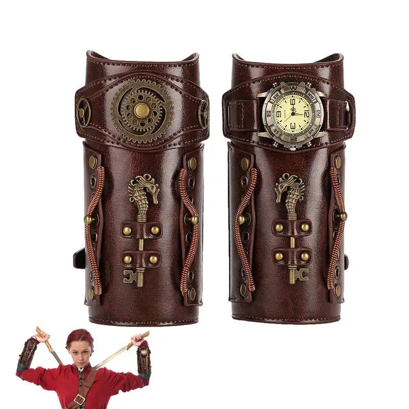 Leather Armband Wrist Guards PU Leather Arm Guard Vintage Style Sturdy Medieval Bracers Costumes & Accessories