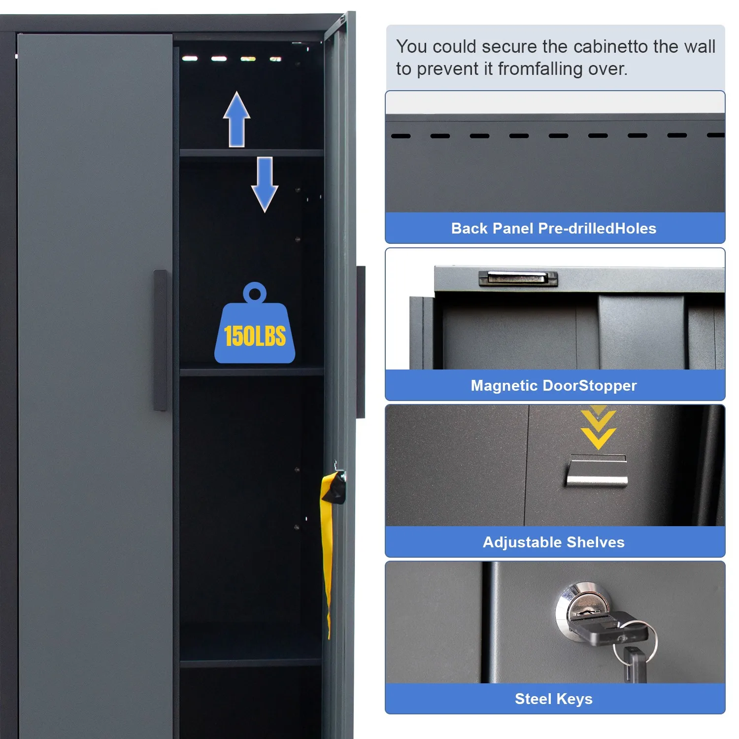 Garage Storage Cabinet System 7Pcs Workshop With Steel Cabinet Drawers Workbench