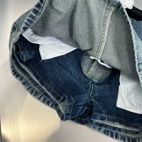 2024 summer Korean style niche design slimming high waist cuffed denim short skirt for women anti-exposure A-line hip skirt - Image 5