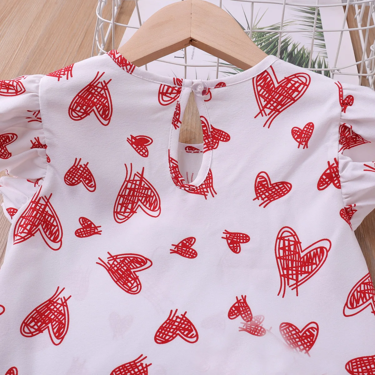 Humor Bear Girls Clothes Set Summer Flying-Sleeve Heart Printed T-Shirt + Shorts 2pcs Casual Children Clothes