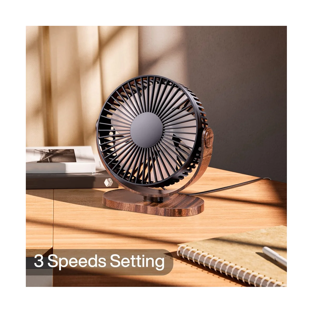 6.5 بوصة USB مكتب مروحة 3 سرعات هادئة المحمولة سطح المكتب الجدول مروحة 360 درجة تعديل الشخصية مروحة صغيرة مكتب أسود