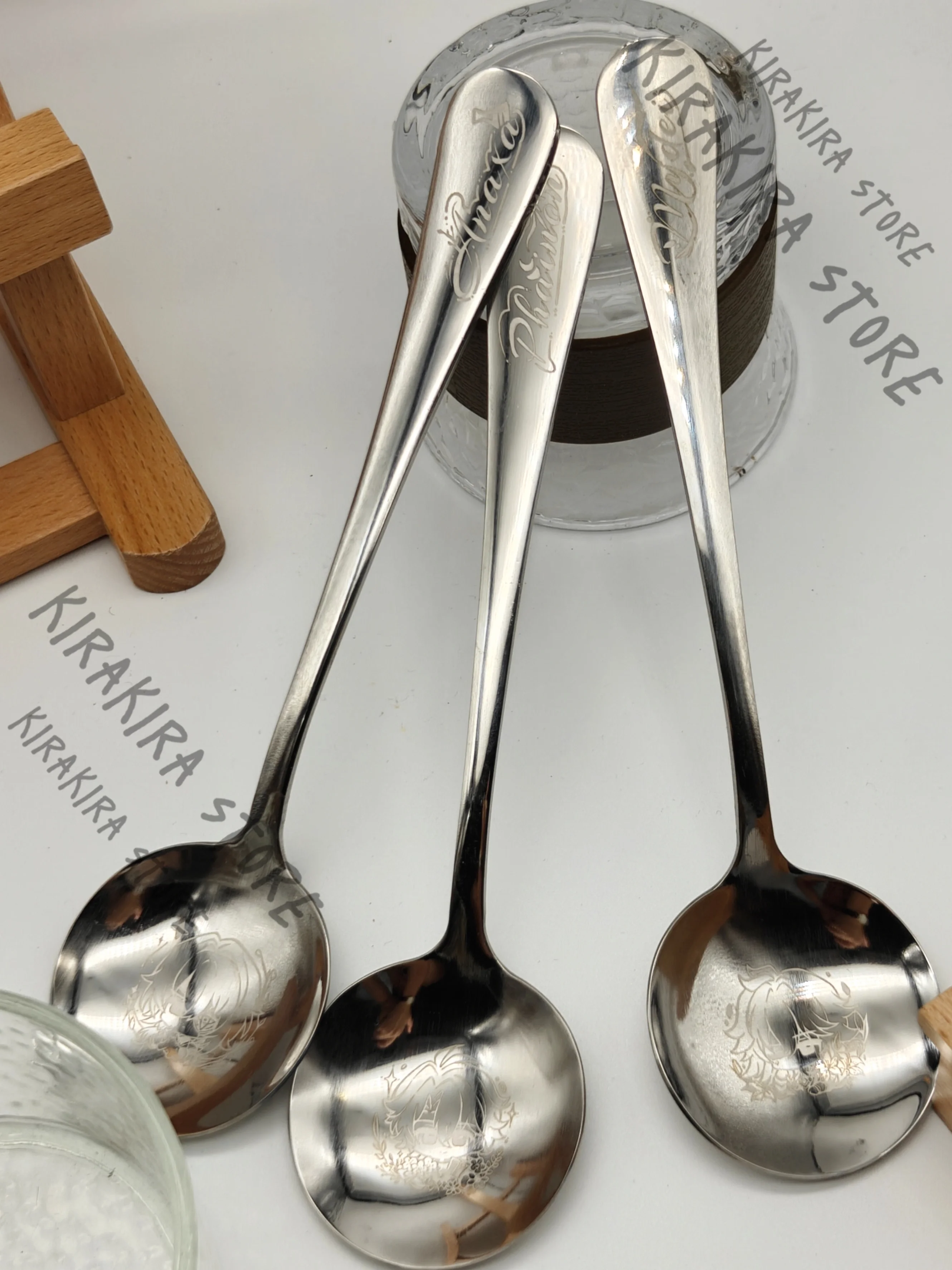 Łyżka do zupy ze stali nierdzewnej 304, przeznaczona do kontaktu z żywnością, z motywem z gry Honkai: Star Rail - Anaxa, Cerydra, Mydei, Phainon - urocza ozdoba cosplay na Comic-con.