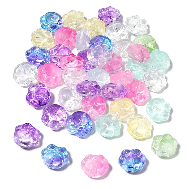 20 Stück 15 x 14 mm Bärenpfoten-Lampwork-Perlen, bunte transparente Glasperlen für die Schmuckherstellung, DIY-Armband, Halskette, Zubehör