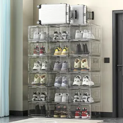 1/2/4/6 Pcs Sneakers Display Case Transparent Acrylic Shoe Storage Dustproof and Stackable Cabinet for Acrylic Sneakers Shoes