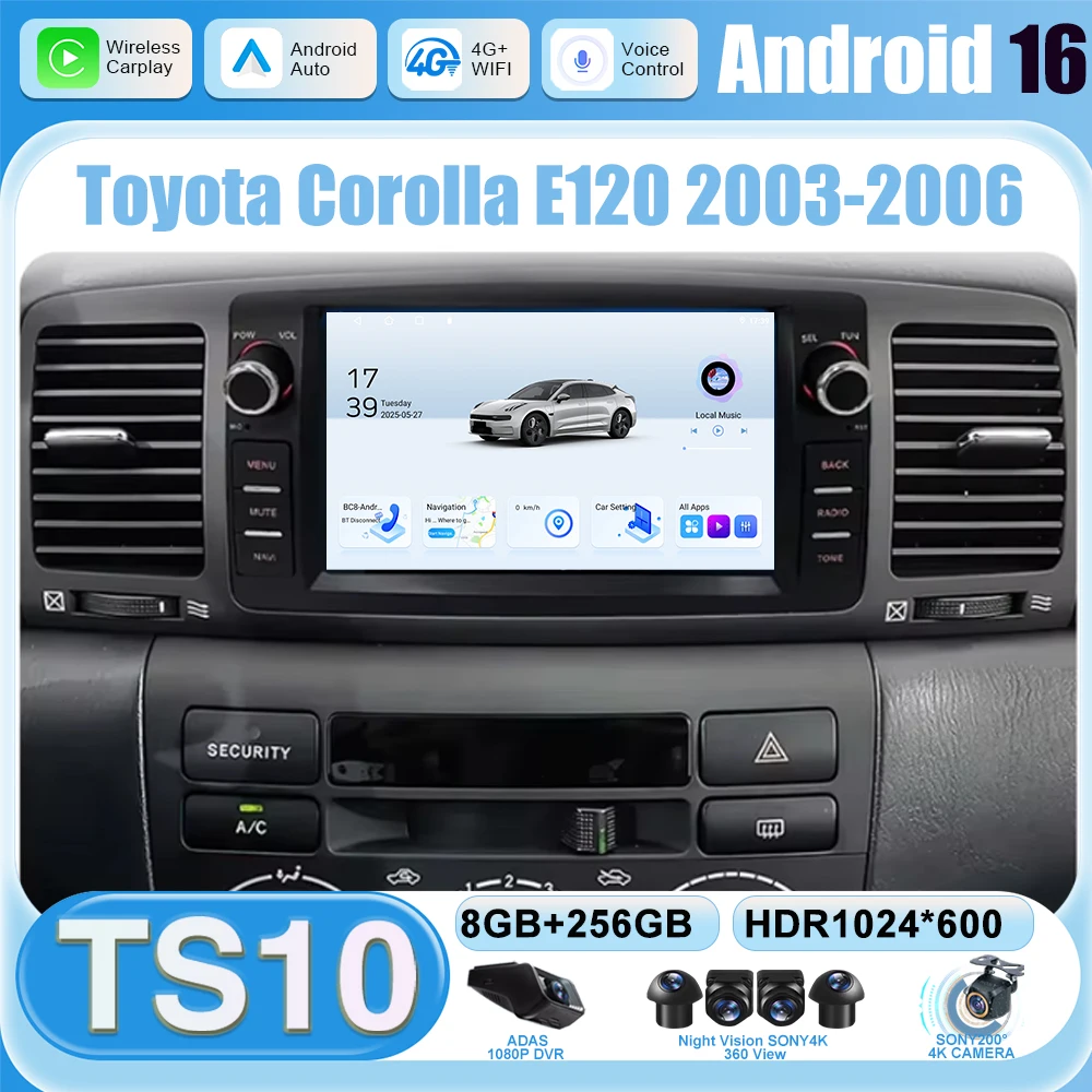 7'' For Toyota Corolla E120 2003 2004 2005 2006 Android 16 Car Radio BYD F3 GPS Navigation Stereo CarPlay Auto Multimedia Video