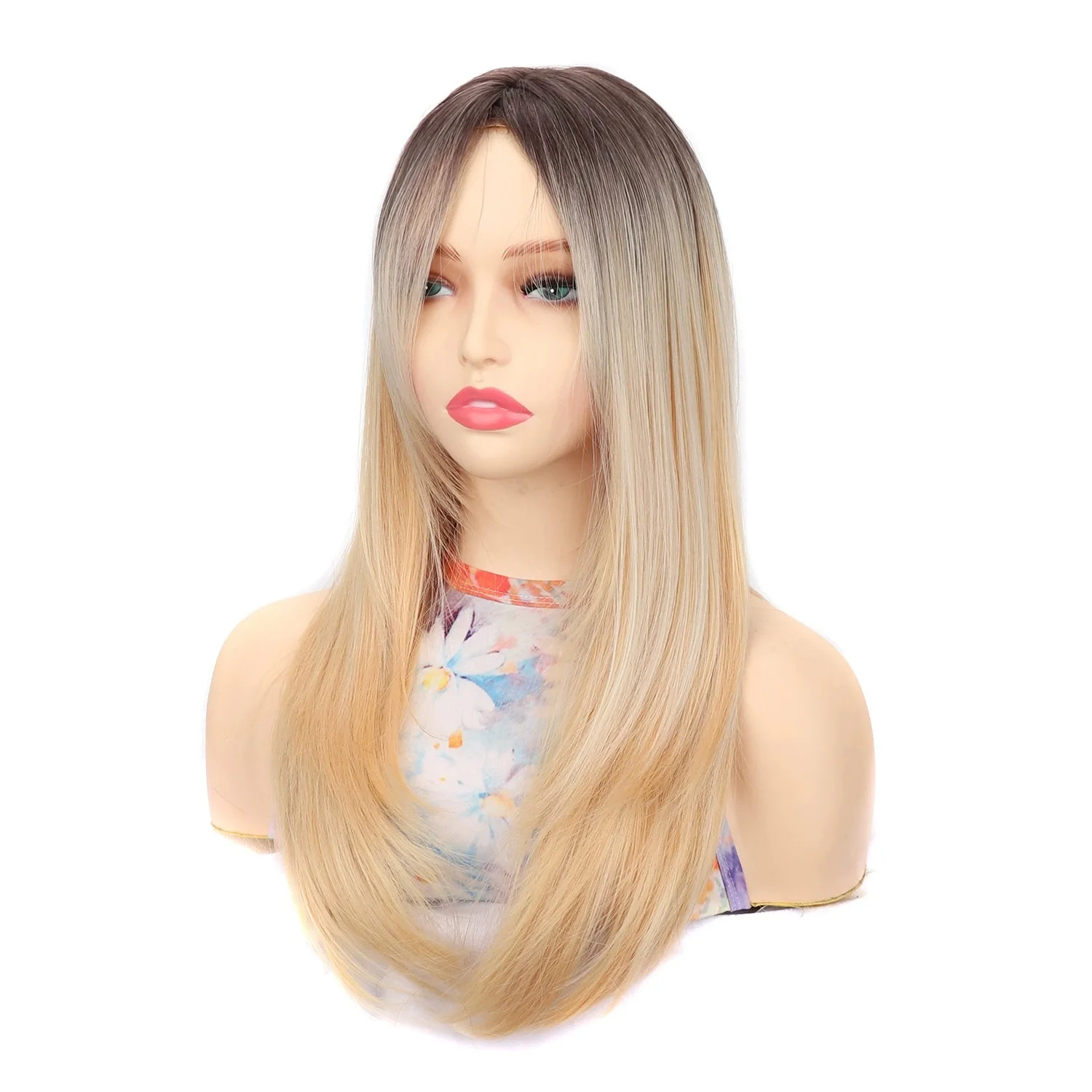 Pelucas sintéticas para mujer, peluca dorada larga y recta de aspecto Natural, fácil de usar para fiesta diaria, peluca de estilo Cosplay