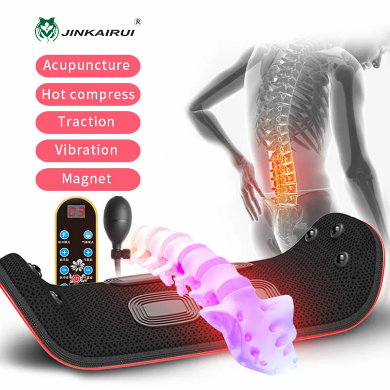

Portable High Frequency Vibration Waist Lumbar Comfort Care Pneumatic Air Lifting Traction EMS waist Massager with Heating