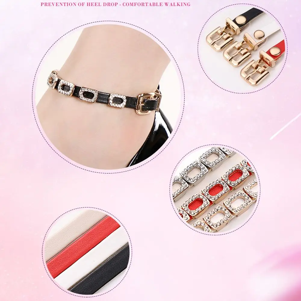1 زوج النساء إكسسوارات الأحذية الديكور المضادة للانزلاق حزام عقد الكعوب فضفاضة الفرقة بولي Leather أحزمة الأحذية الجلدية رباط الحذاء