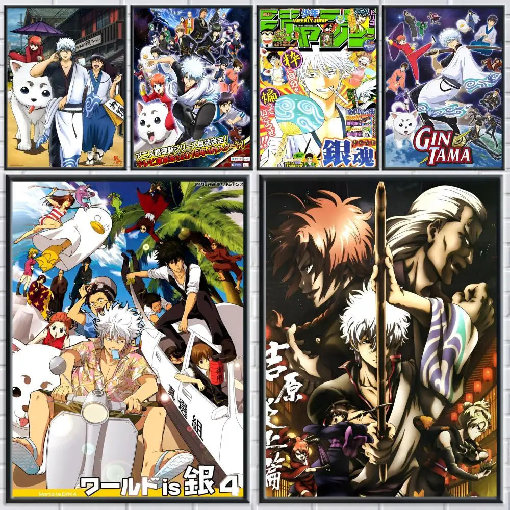 GINTAMA Anime Classic Vintage Poster HD, selbstklebend, wasserdicht, ideal für Zuhause, Büro, Wohnheim, Schlafzimmer, tolles Geschenk