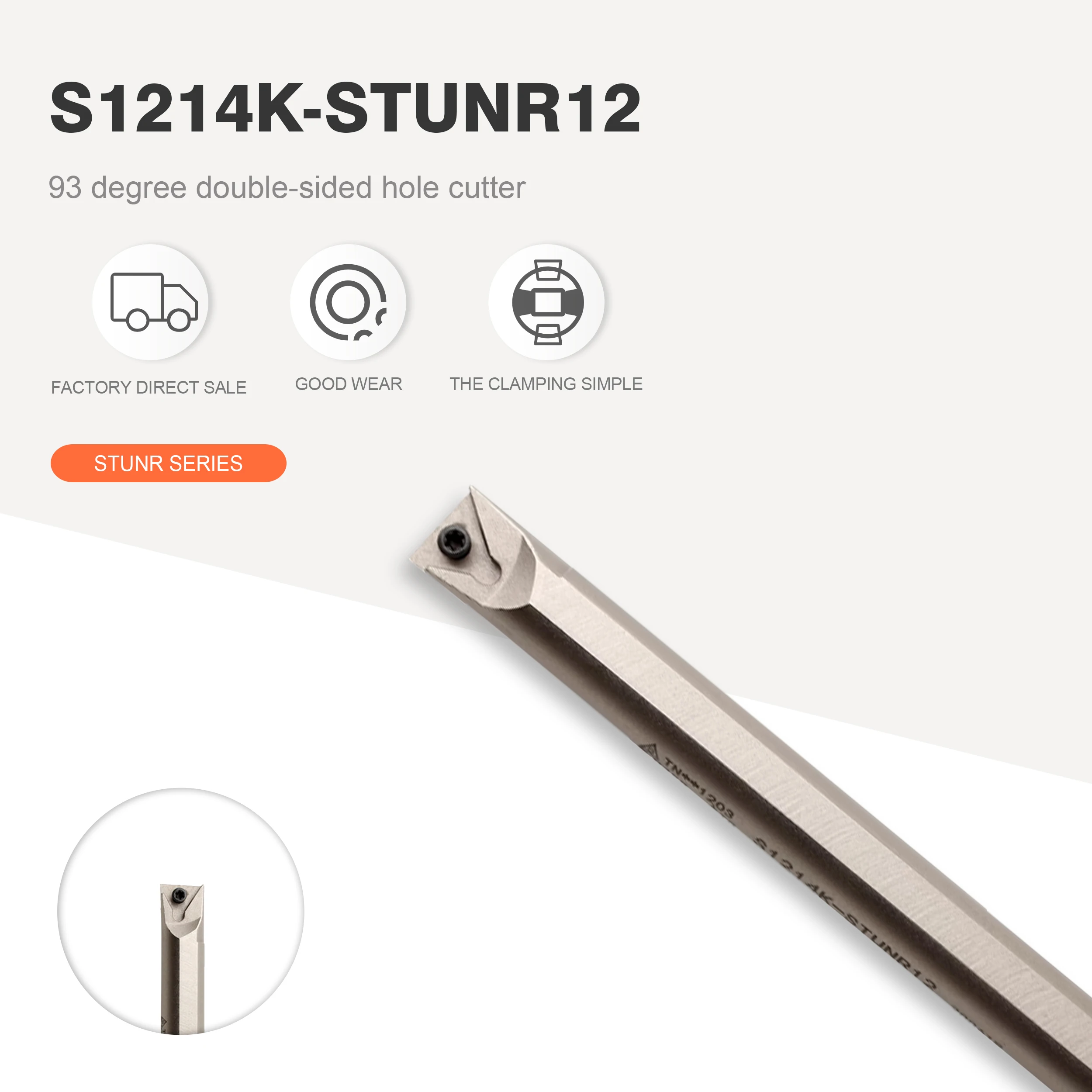 S1214K-STUNR12 White Holder CNC Boring Tool Bar Inner Hole Car Earthquake Resistant Used For TNMU120304 TNMG160404 Carbide Blade