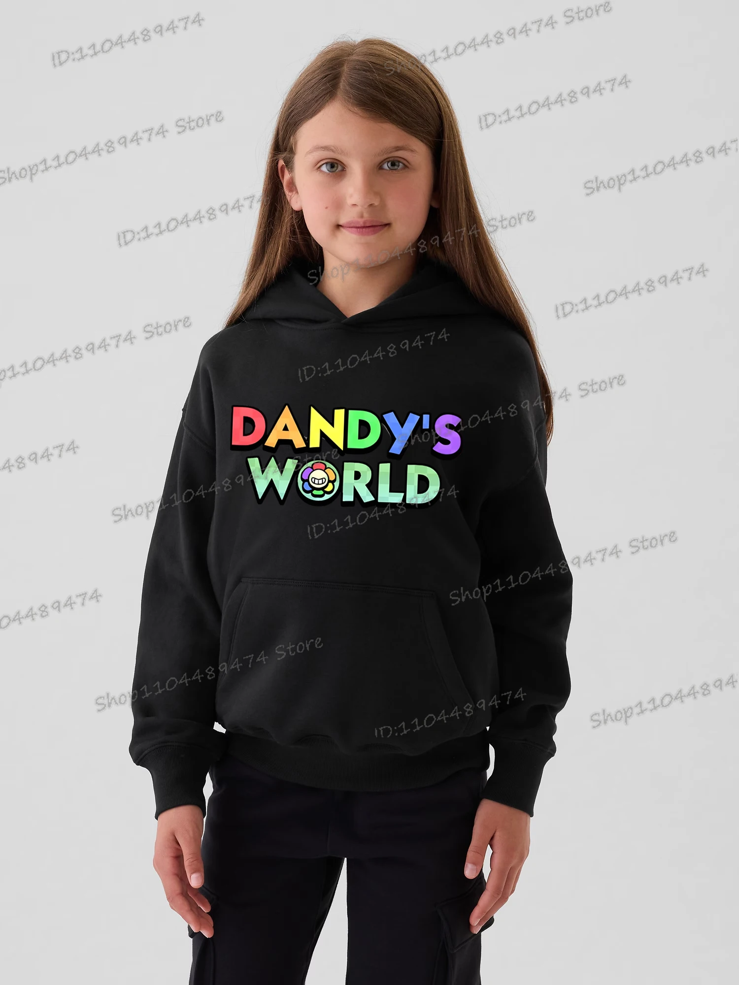 

Fashion Dandys World Funny Letter Kids Hoodies 2025 Spring Long Sleeve Hooded Casual Cartoon Game Peripherals Boys Girls Hoody