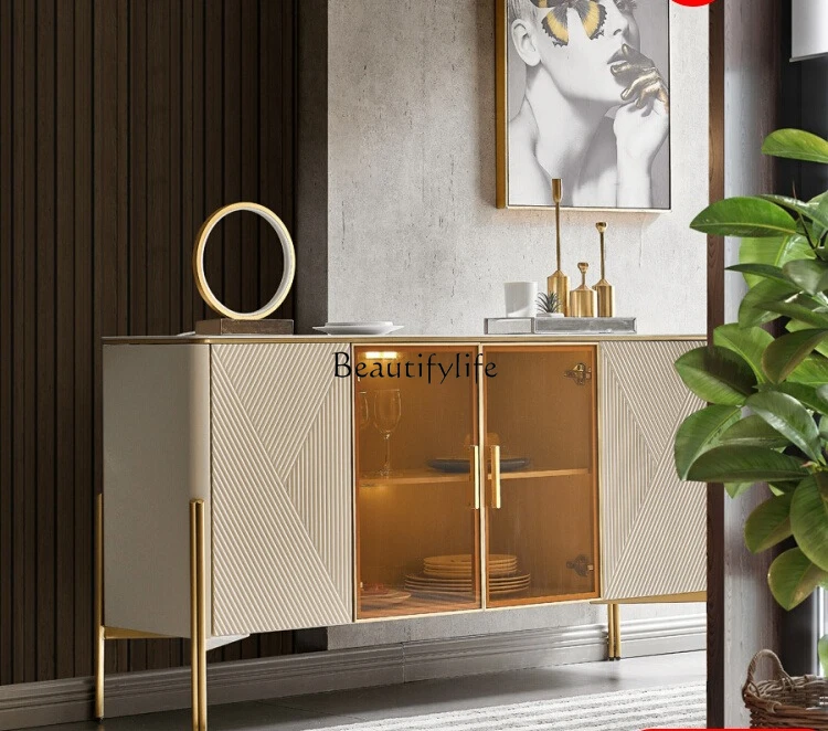 

Light luxury rock slab dining side cabinet Modern simple storage side cabinet