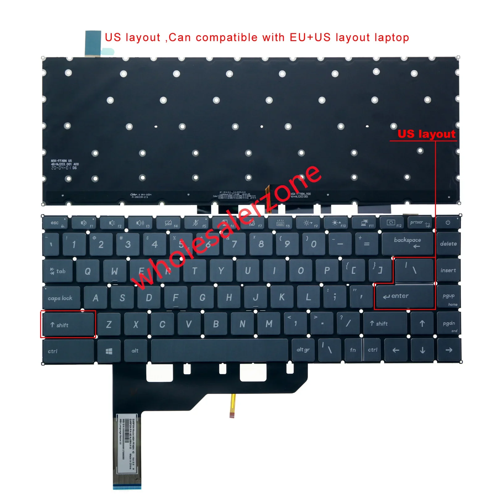New backlit keyboard for MSI Stealth 15M A11UEK A11UE A11SDK A11SEK MS-1562 MS-1563 series laptop US layout 9Z.NEVBN.A01