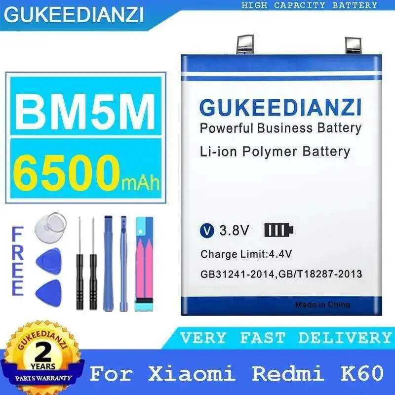 

For Xiaomi Redmi K60 Mobile Phone Battery BM5M Environmentally Friendly High-Efficiency 6500Mah