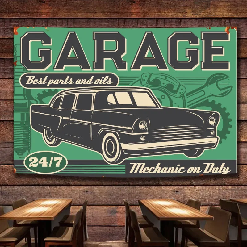 

Best parts and oils Vintage CAR SERVICE & REPAIR Poster Flag Wall Painting Gas Station Auto Repair Shop Garage Wall Decor Banner