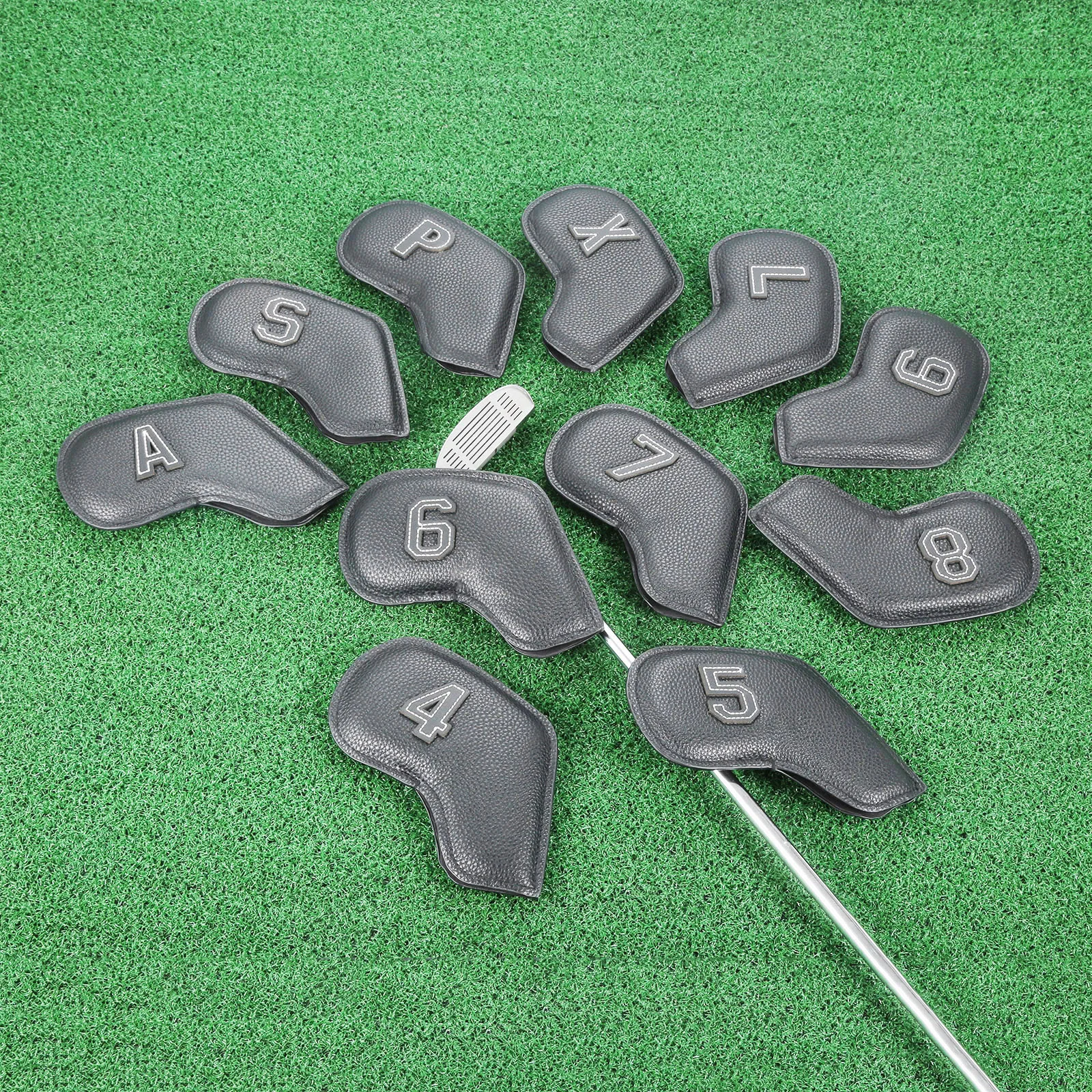 11Pcs 4-9,P,S,A,X PU Waterproof Golf Iron Headcover Protection Cover  8.5x16.5cm Outdoor Sports Golf Club Head Covers Protector