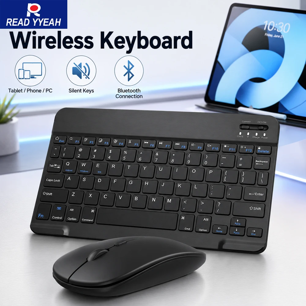 2026 New Basic Bluetooth Wireless Keyboard Mouse Ultra Thin Silent Keyboard For iPad Xiaomi Samsung Huawei OPPO Phone Tablet PC