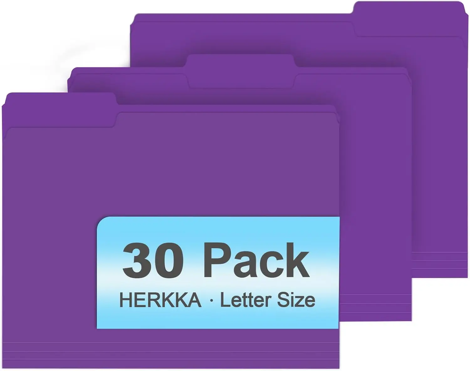 

File Folder, 30 Pack 1/3 Cut Tab File Folders, File Folders Great for Organizing and Filing, Letter Size, Purple