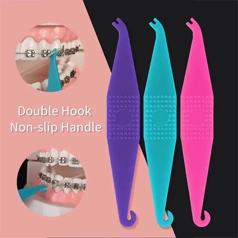50Pc Disposable Orthodontic Mixed Color  Elastic Placers Rubber Bands Extractor  Rubber Ring Hook