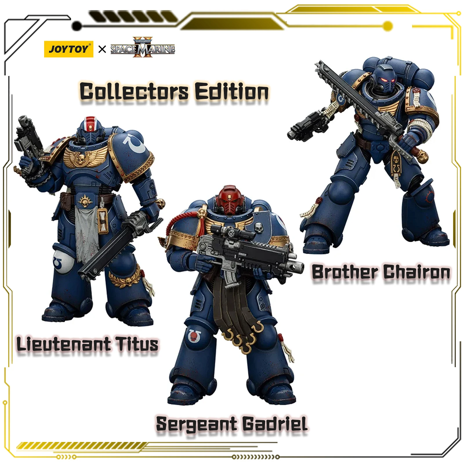 

JOYTOY Warhammer 40K 1/18 Action Figure 12.8cm Ultramarines Lieutenant Titus Sergeant Gadriel Brother Chairon Collectors Edition