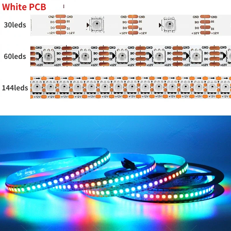 DC12V WS2815 RGB Full Color Led Strip Light WS2812B WS2813 Updated 30/60/144 Pixels/m IP30/65/67 Addressable Smart Lights Tape