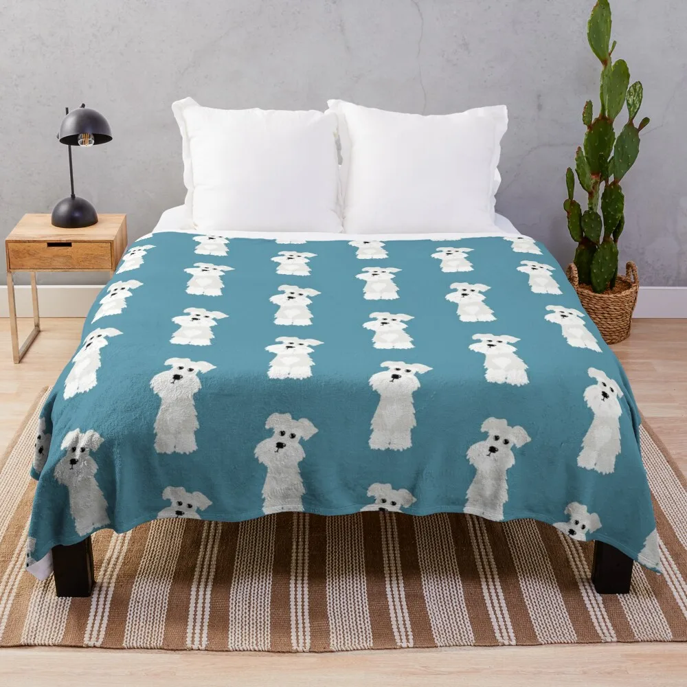 

White Miniature Schnauzer Dog Throw Blanket Giant Sofa Kid'S Flannels Blankets