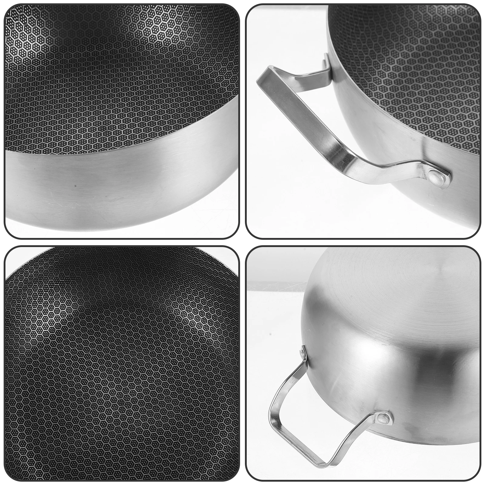

Double Handle Honeycomb Nonstick Frying Pan Stainless Steel Food Pot Flat Bottom Easy Cleaning Multifunctional Kitchen Cookware