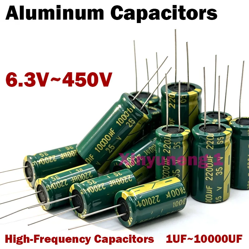 6.3V, 10V, 16V, 25V, 50V, 35V, 63V, 400V, 450V Aluminum Electrolytic Capacitors 1UF 100UF 220UF 470UF 1000UF 1500UF 1800UF, Etc