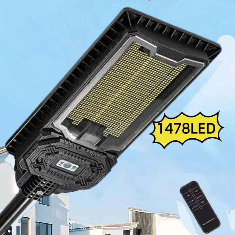 

Солнечный уличный светильник 1478 LED Super Bright с датчиком движения, сверхбольшой, водонепроницаемый, на солнечной энергии, для коммерческого освещения на улице