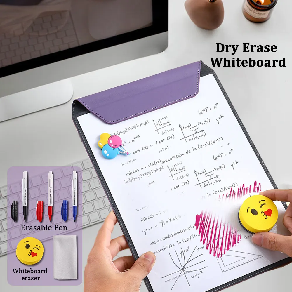 A4 Magnetic Whiteboard Clipboard Portable Writing Pad Reusable Dry Erase Board with Erasable Pen Drawing Demo Office File Clip