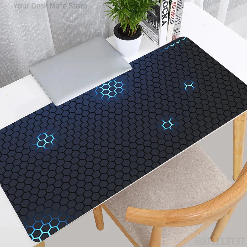 Blue Honeycomb Geometric Gaming Mouse Pad, Hexagon Pattern NonSlip Wearresistant Large Desk Mat