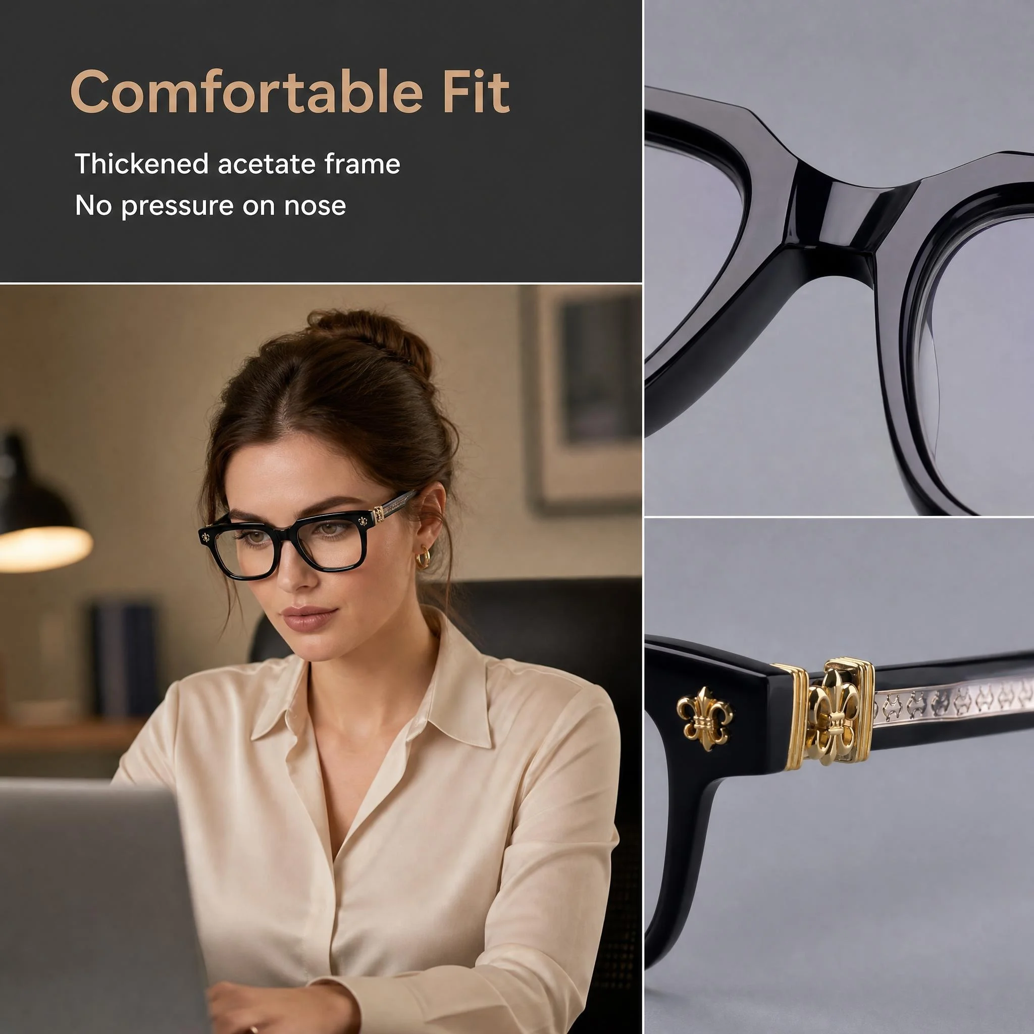 Fashion Trend Classic Retro Trend Style Men's Luxury Glasses Casual Exquisite Carving Decoration Acetate Women's Eyeglass Frame