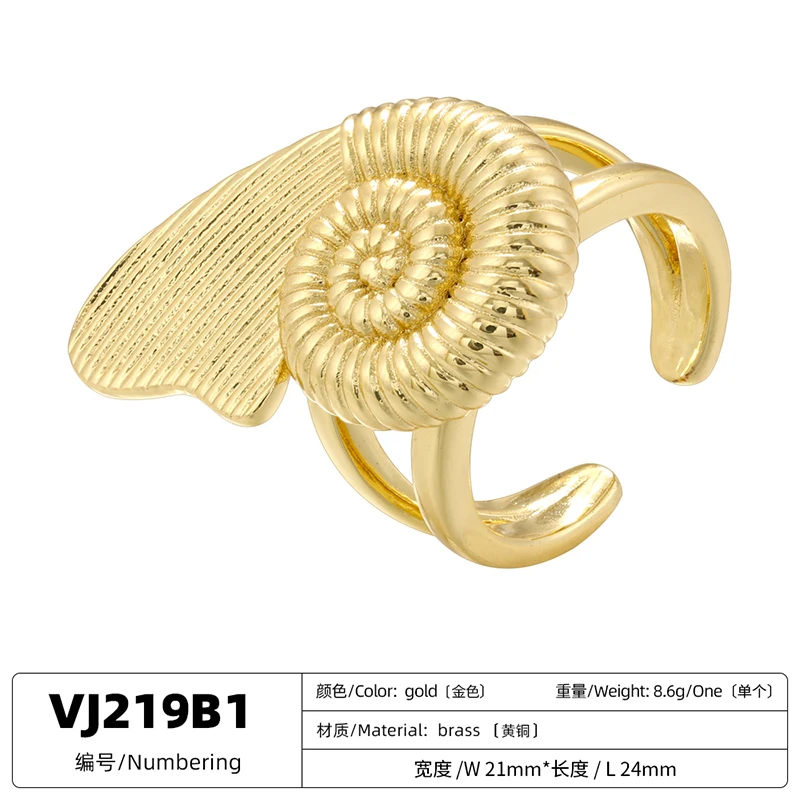 ZHUKOU 18K gold plated brass metal flower necklace bracelet conch ring unisex jewellery party gift:VL543