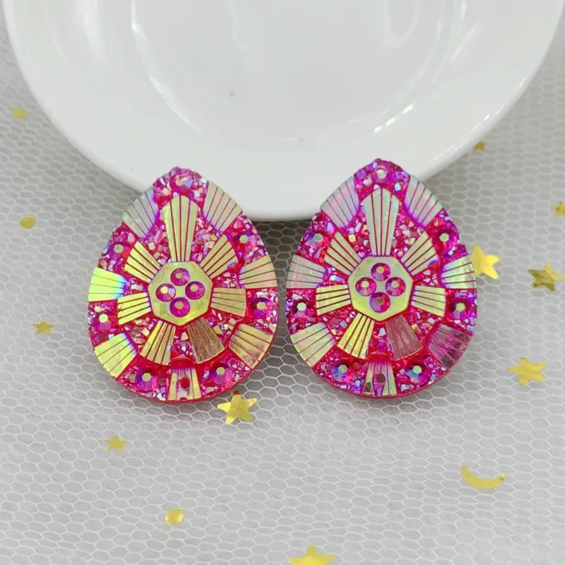 2 ثقوب المسيل للدموع قطرة خياطة على حجر الراين الراتنج الكابينة ل الأولى الأمة الفن اليدوية مجوهرات العثور 30*40 مللي متر 12 قطعة-B73 #5