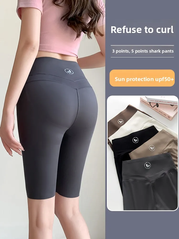 

Летние тонкие шорты для йоги, женские спортивные брюки для фитнеса, утягивающие живот и подтягивающие ягодицы, длиной до колена, для занятий спортом на открытом воздухе