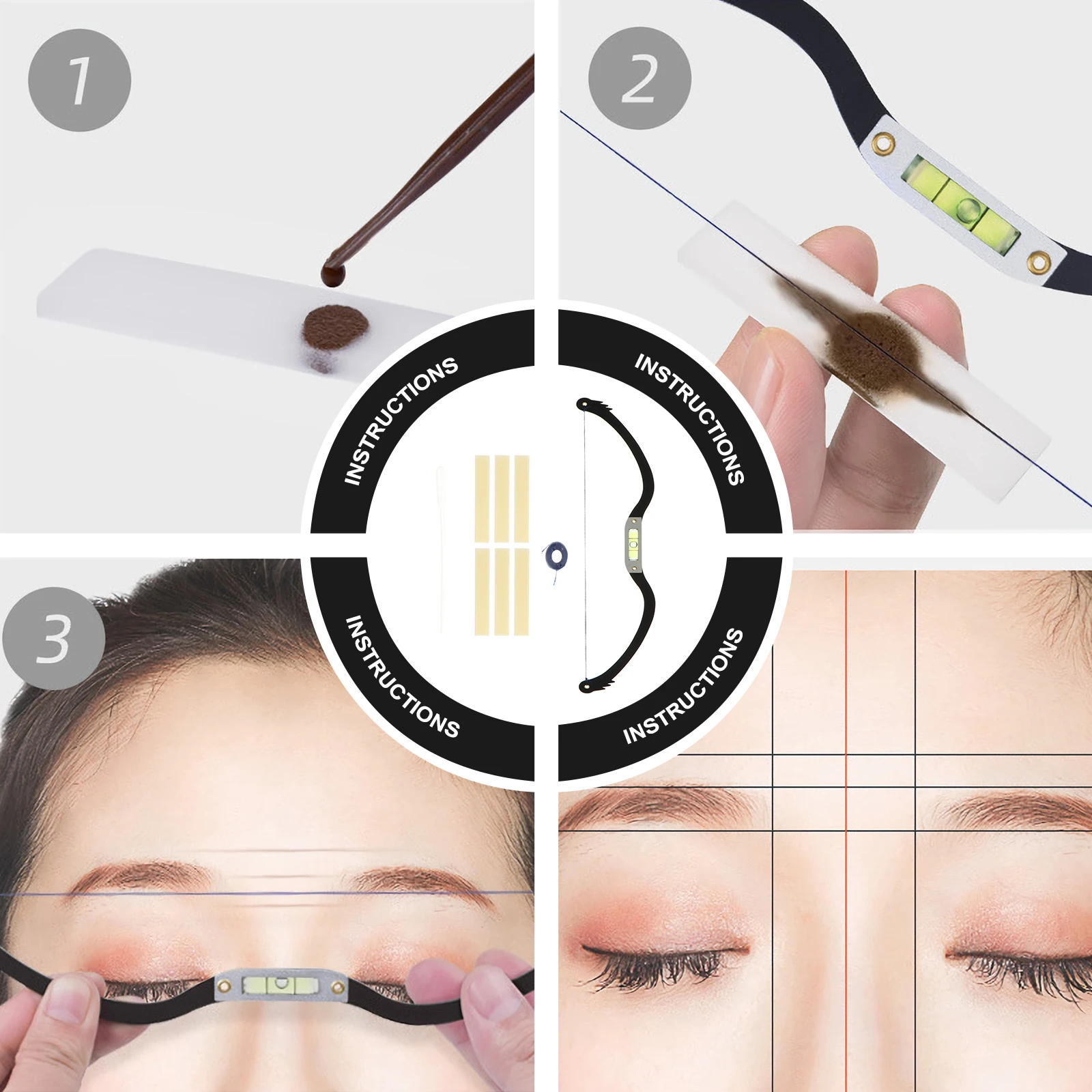 

Stainless Steel Eyebrow Ruler Positioning Tool Measuring Kit Symmetrical Brows for Tattooing Threading Filling Horizontal