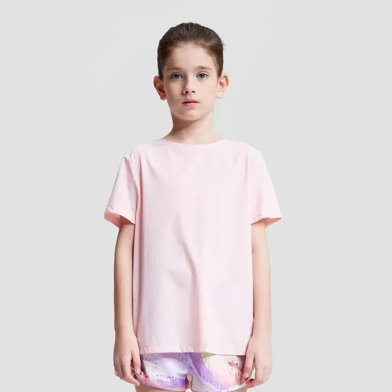 Camicie sportive per ragazze della gioventù T-shirt sportive per bambini ad asciugatura rapida Camicia da yoga a maniche corte per bambini Maglietta da corsa Allenamento Activewear Top