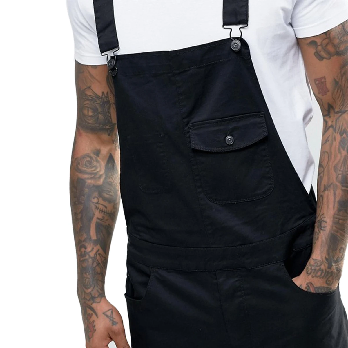 Men s Denim Bib Overall Jean Romper Trousers Adjustable Strap Workwear Slim Fit Jumpsuit Fashion Lightweight Overalls