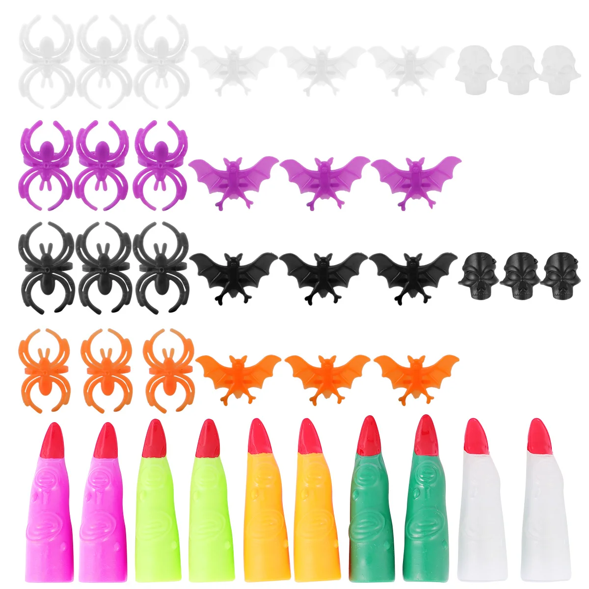 50 قطعة مجموعة هدايا الهالوين 20 أصابع الساحرة 30 الخفافيش الجمجمة خواتم الأظافر وهمية للبالغين هدايا الحفلات تأثيري اكسسوارات الديكور #5