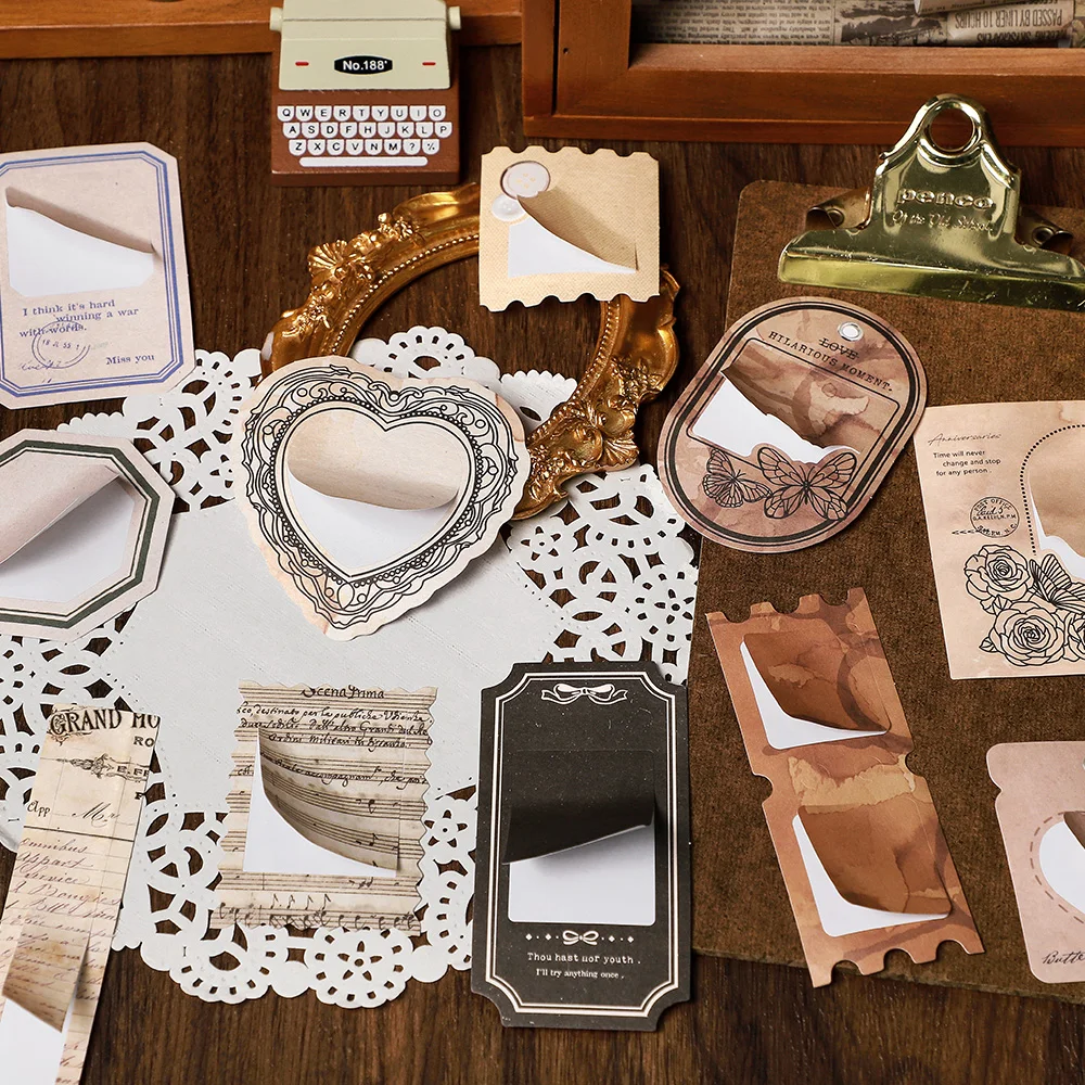 8 Packungen/Charge Time und Shadow Series Retro Message Paper Sticker