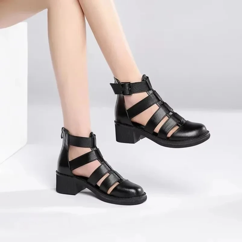 

2025 женские сандалии, новые летние женские сандалии из натуральной кожи, плетеные гладиаторы, нескользящие повседневные сандалии