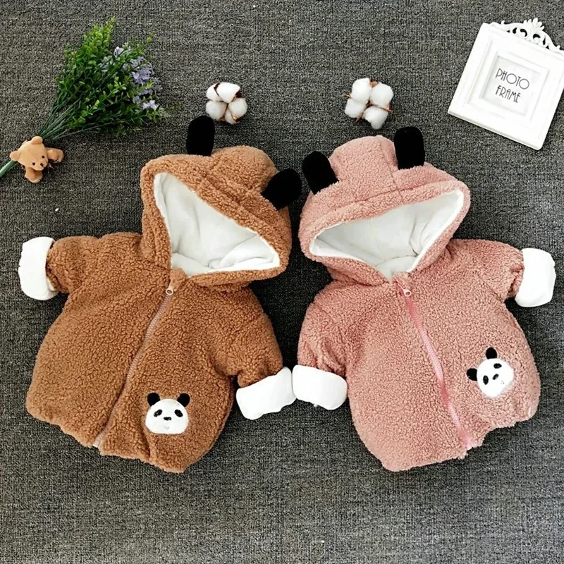 3 6 12 18 24 36 Month Newborn Clothes Cute Panda Plush Baby Boys Jacket Winter Warm Hooded Coat For Girl Little Princess Outwear