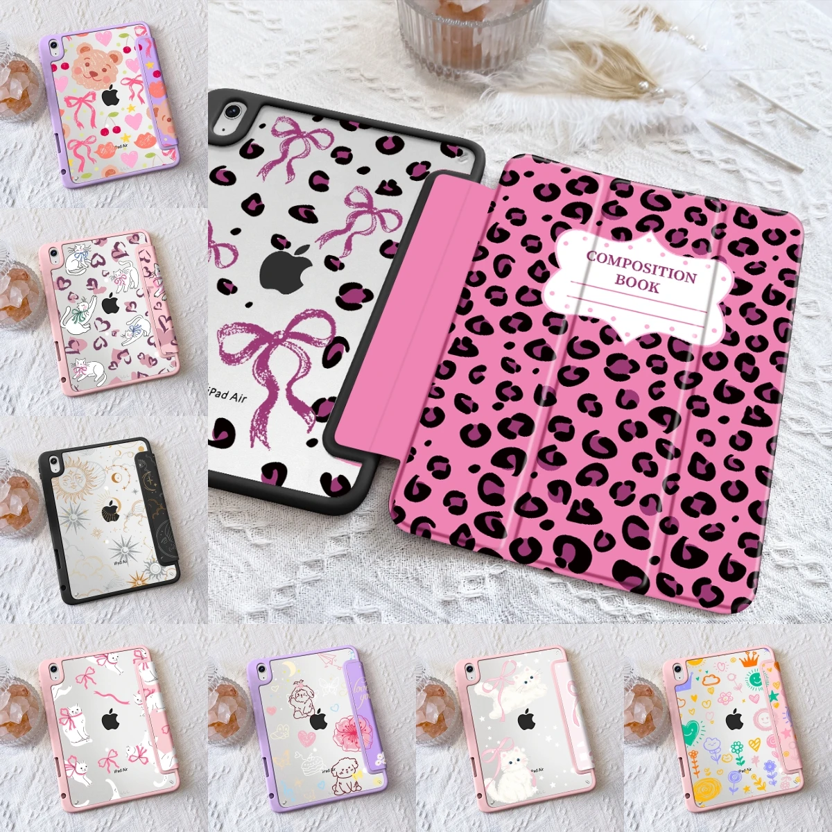 

Hot Pink PU Leather Print Case For iPad 2025 11th A16 10.9inch 10th 2022 Pro 11 12.9inch Pro 13 M4 Air 11 13 Air4 Air5 10.2inch