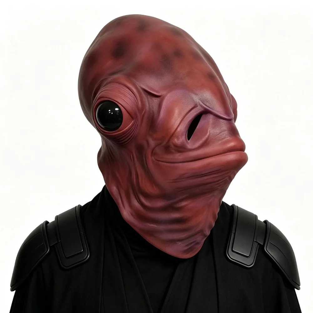 面白い赤い魚エイリアンフルヘッドラテックスマスクコスプレufoモンスターヘッドギアマスクハロウィンカーニバルドレスアップパーティーコスチューム小道具