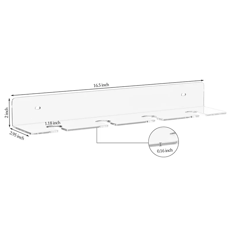 

ABWR-2 PCS Under Cabinet Wine Glass Holder Wall Wine Glass Storage Shelves Transparent Stemware Kitchen Wall Rack Integrated Rac