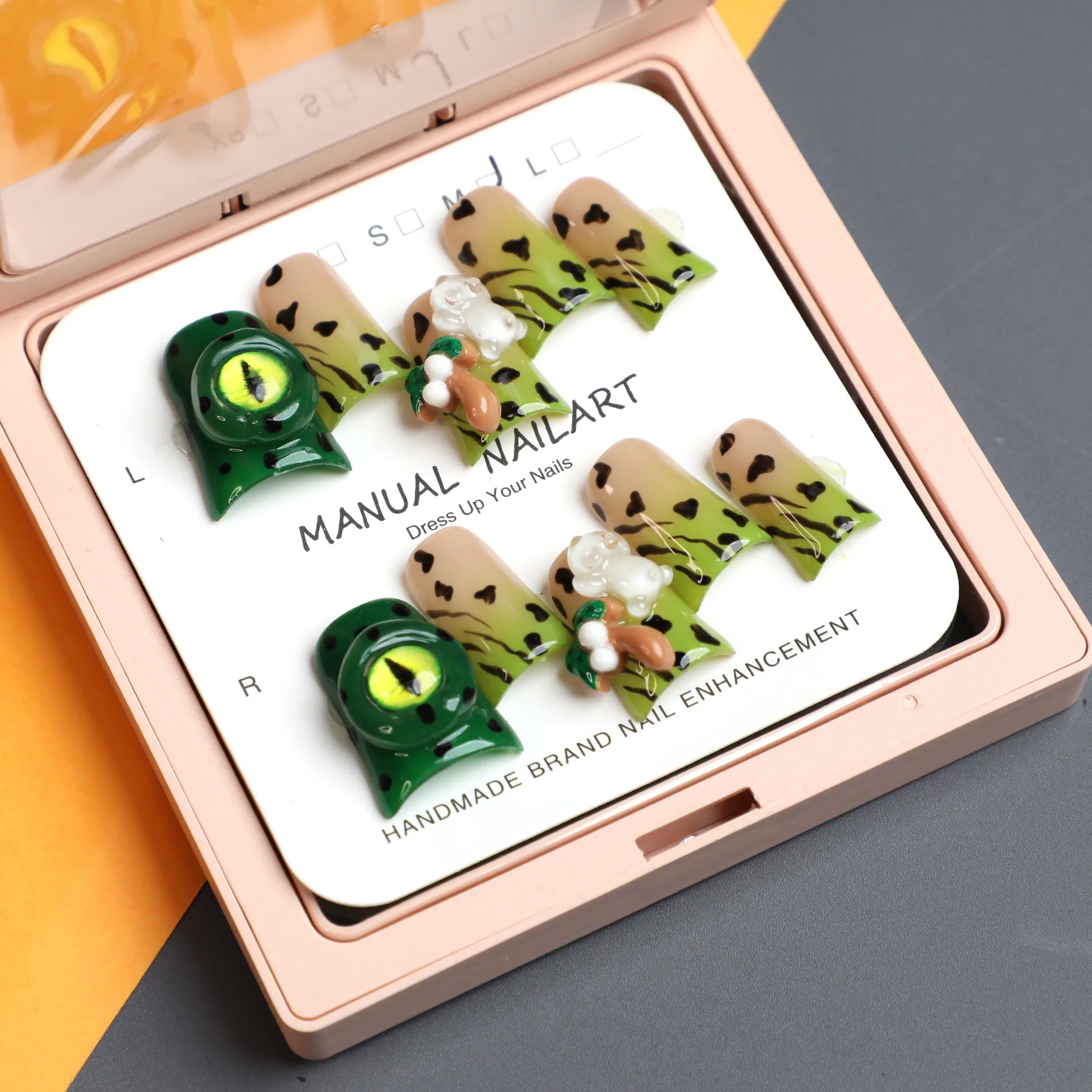 

Duck Nial Lovely Green Gradient 10PCS Handmade 3D Press On Nails | Reusable Gel Fake Nails | Long-Lasting Salon Qualit