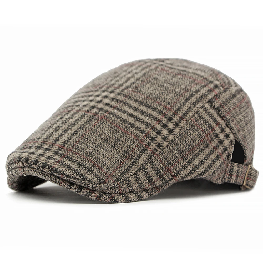 

HT4291 Berets Autumn Winter Caps for Men Vintage Plaid Flat Cap Women Artist Painter Beret Hat Male Female Beret Cap